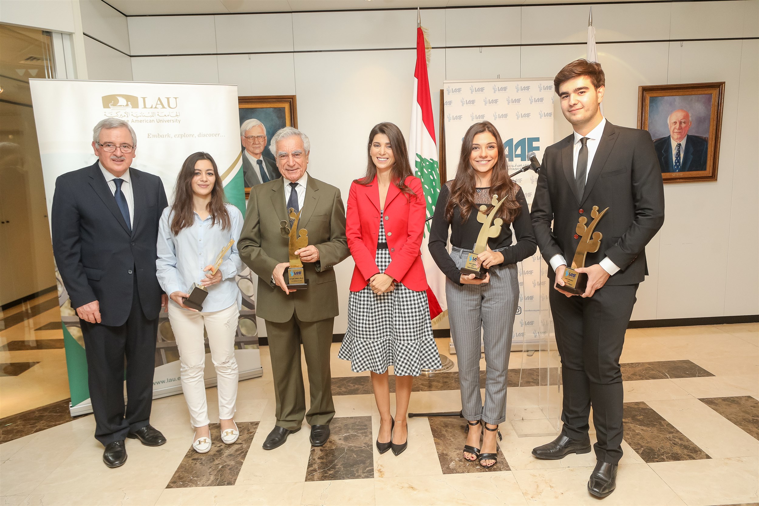 iaaf president with he minister jean ogassabian and lau president dr. joseph jabra with the winners